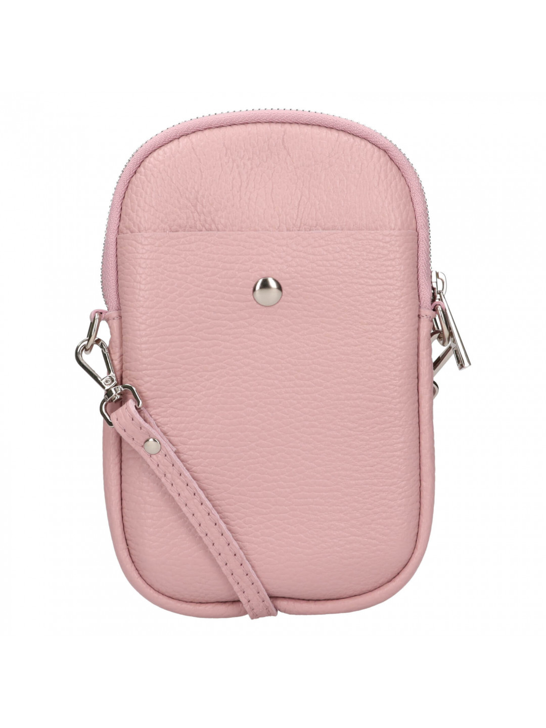 Dámská kožená kabelka na mobil a doklady Italia Monea – růžová